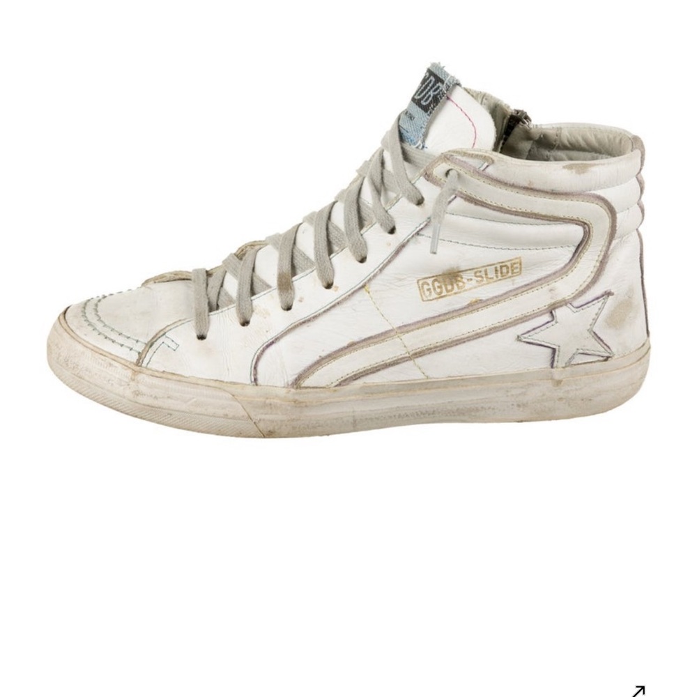 Golden Goose Gray and White High-Top Sneakers